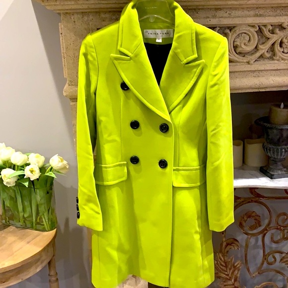 Trina Turk Jackets & Blazers - NWOT Trina Turk Lime Green Neon Acid Chartreuse 🎾 Blogger Favorite Pea Coat